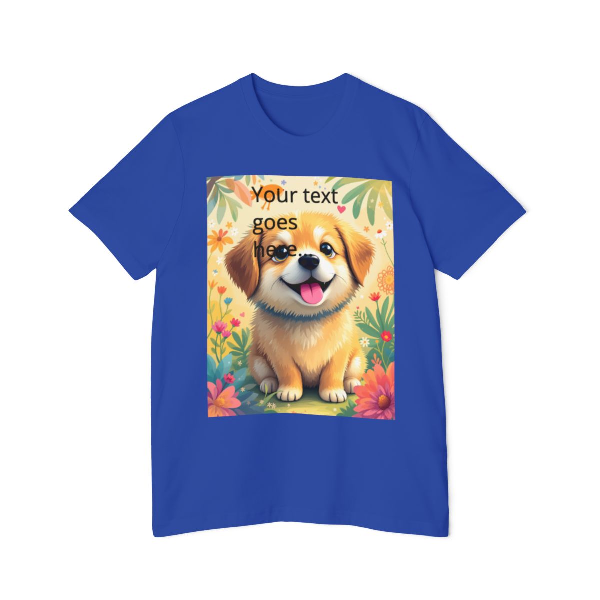 Color: True Royal | Size: XS | Product: Happy Dog Digital Art T-Shirt | Category: Unisex