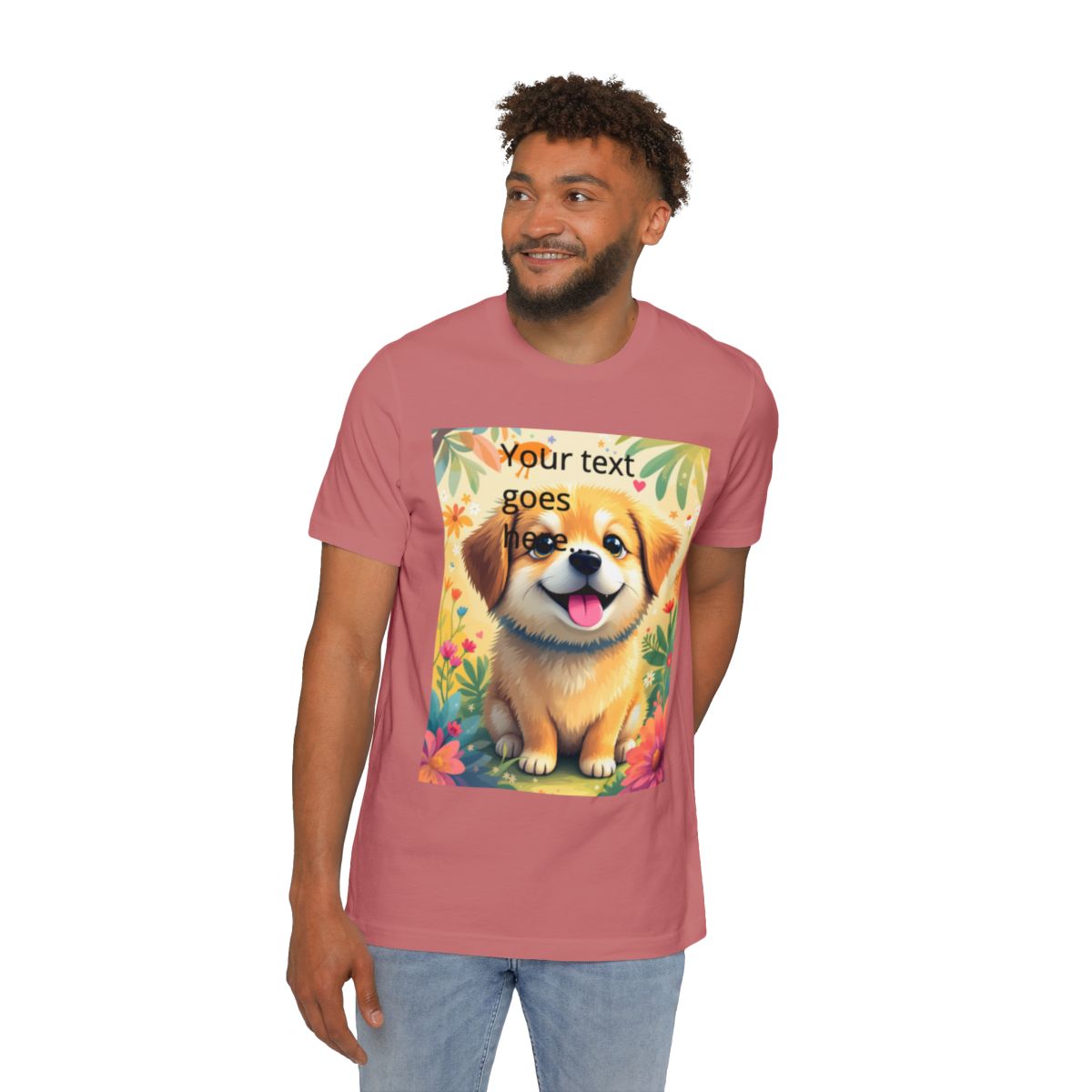 Color: Mauve | Size: XS | Product: Happy Dog Digital Art T-Shirt | Category: Unisex