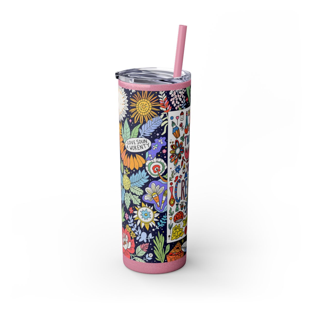 Color: Glitter Magic Pink | Size: 20oz | Product: Illustrative Style Art Tumbler | Category: Unisex