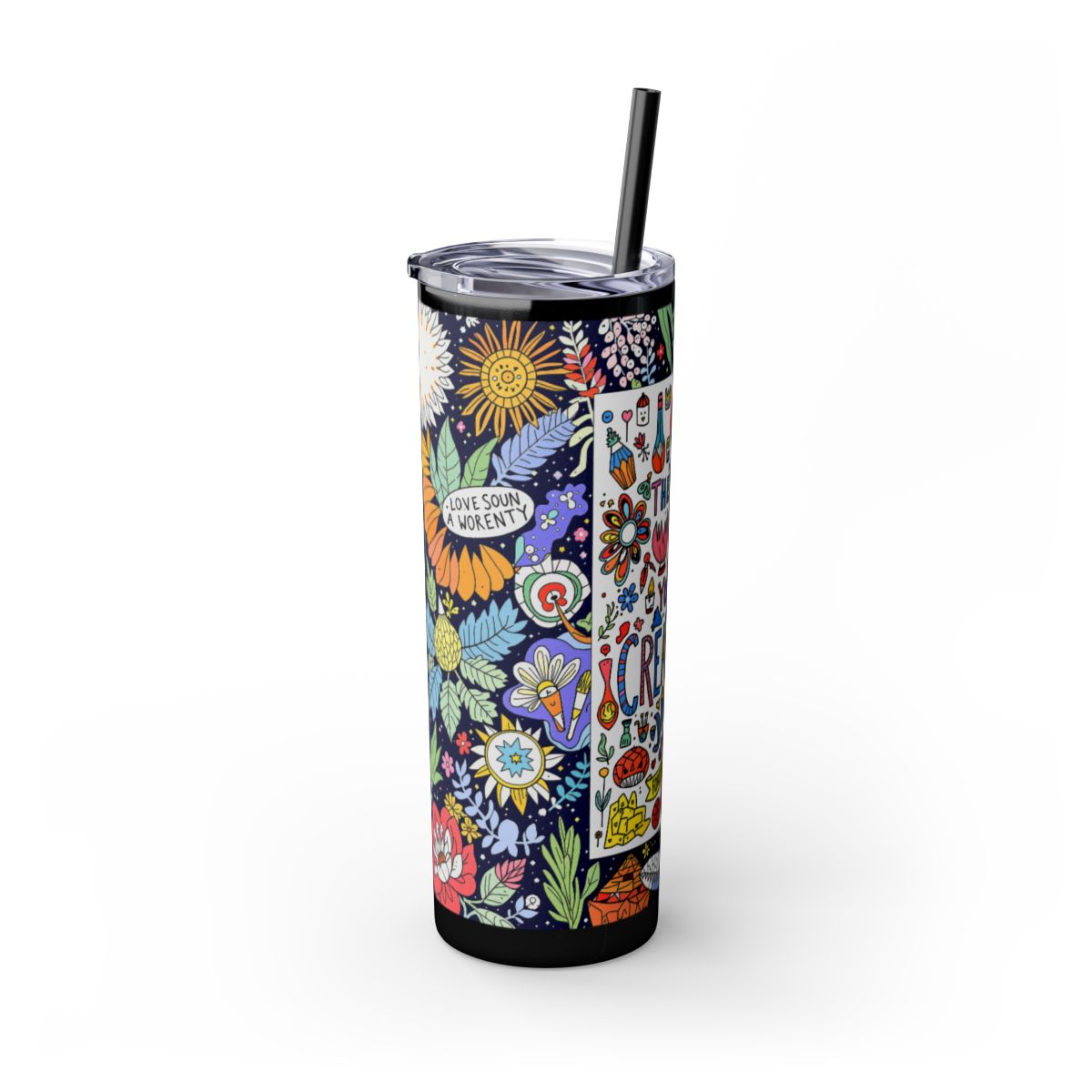Color: Glitter Black | Size: 20oz | Product: Illustrative Style Art Tumbler | Category: Unisex