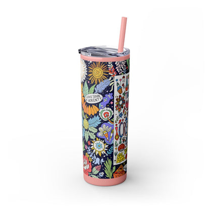 Color: Carnation Pink | Size: 20oz | Product: Illustrative Style Art Tumbler | Category: Unisex