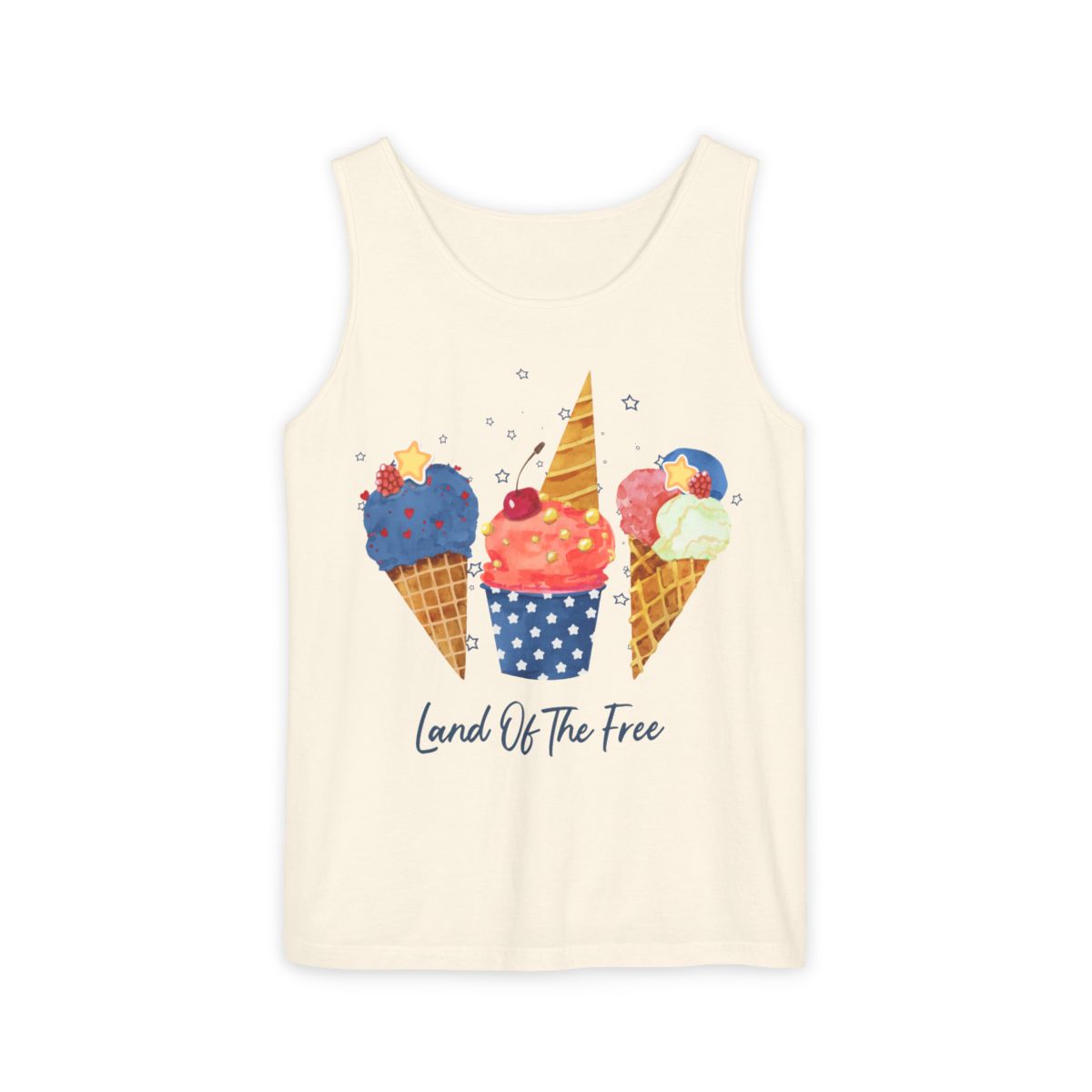 Color: Ivory | Size: S | Product: July 4 Retro Style Tanktop | Category: Unisex