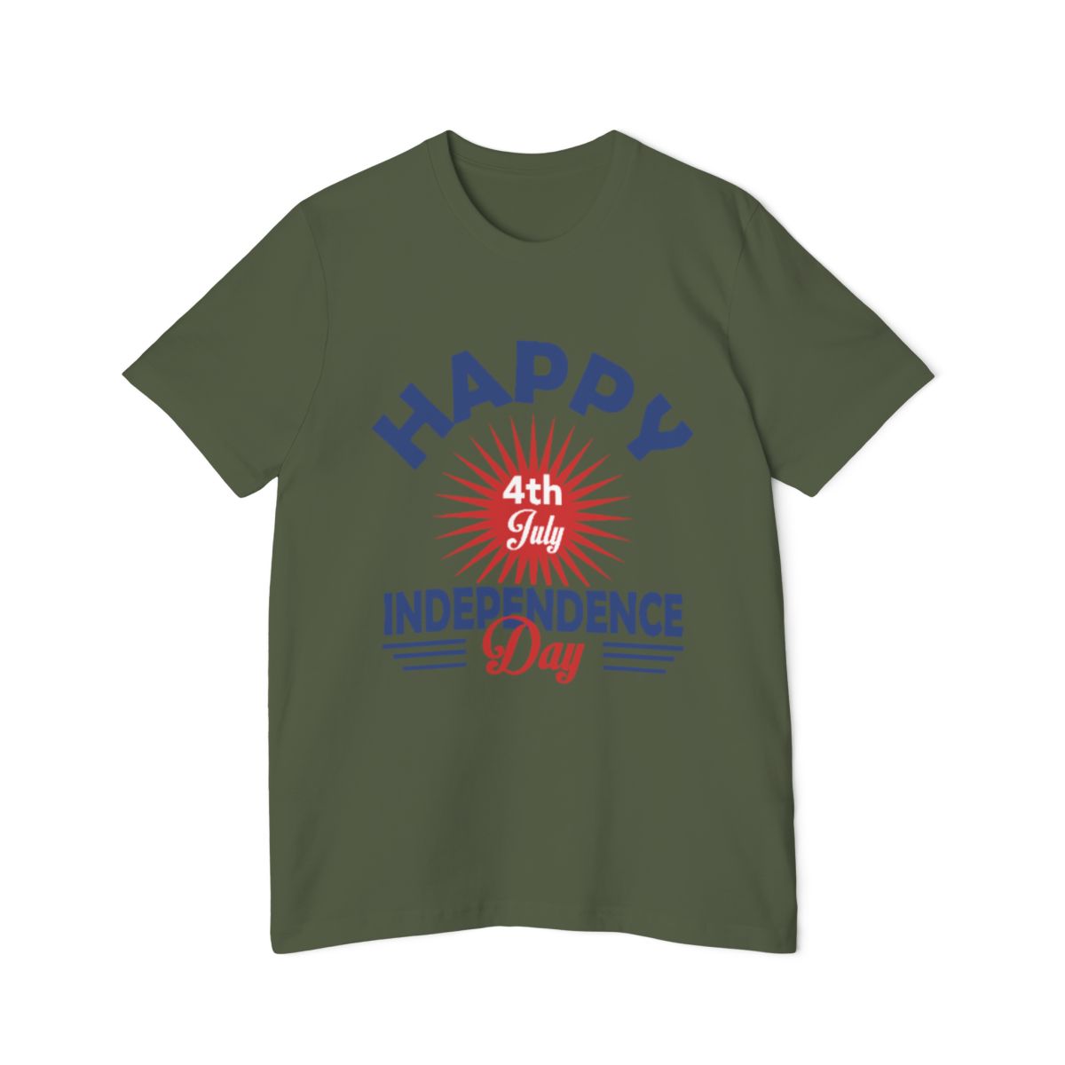 Color: Military Green | Size: XS | Product: July 4th Watercolor Art T-Shirt | Category: Unisex