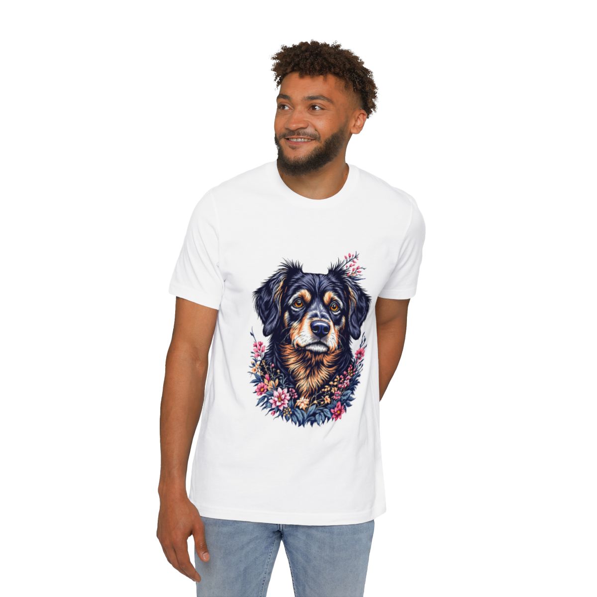 Color: White | Size: XS | Product: Lively Dog Sketch T-Shirt | Category: Unisex