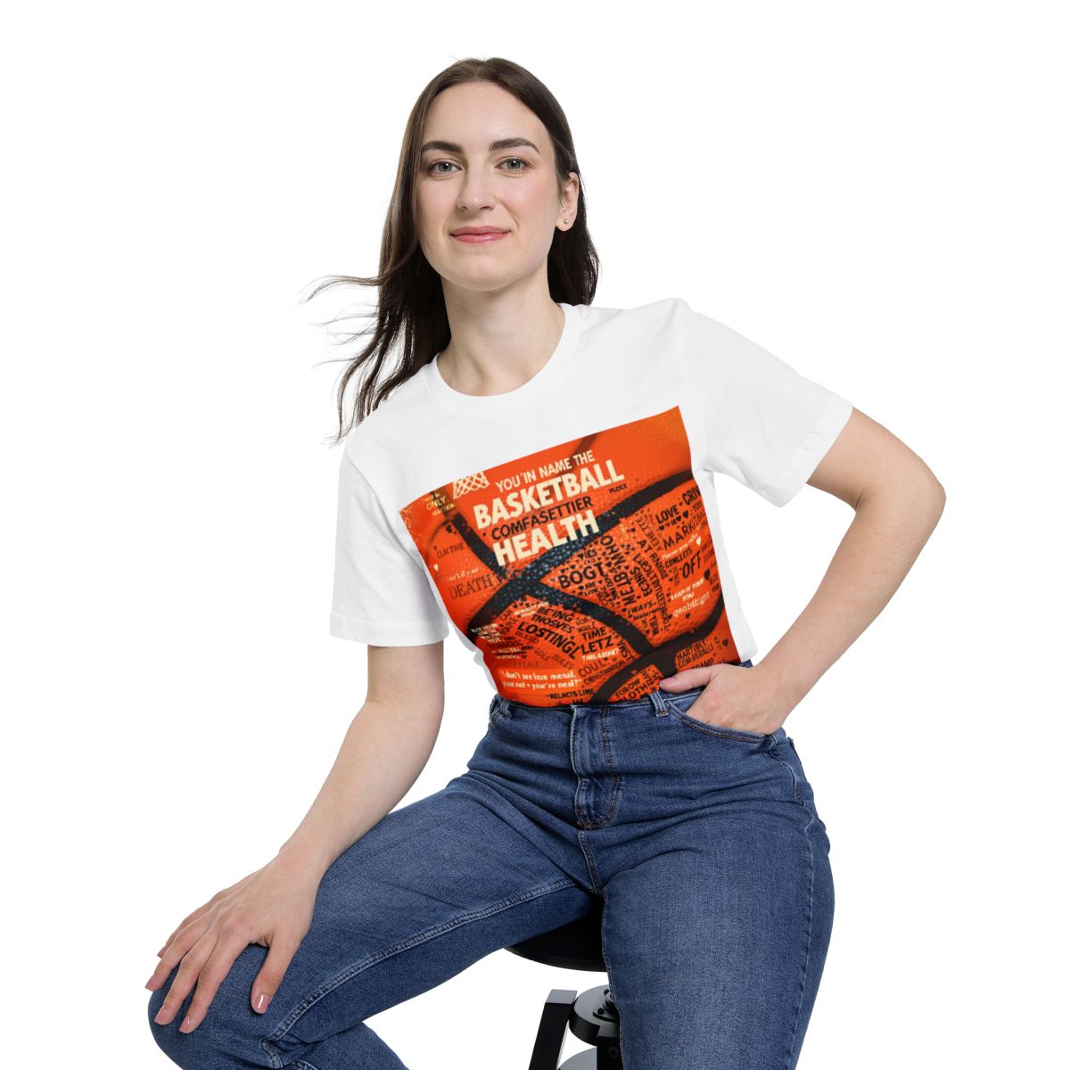 Color: White | Size: XS | Product: Mental Health Empowerment Basketball T-Shirt | Category: Unisex