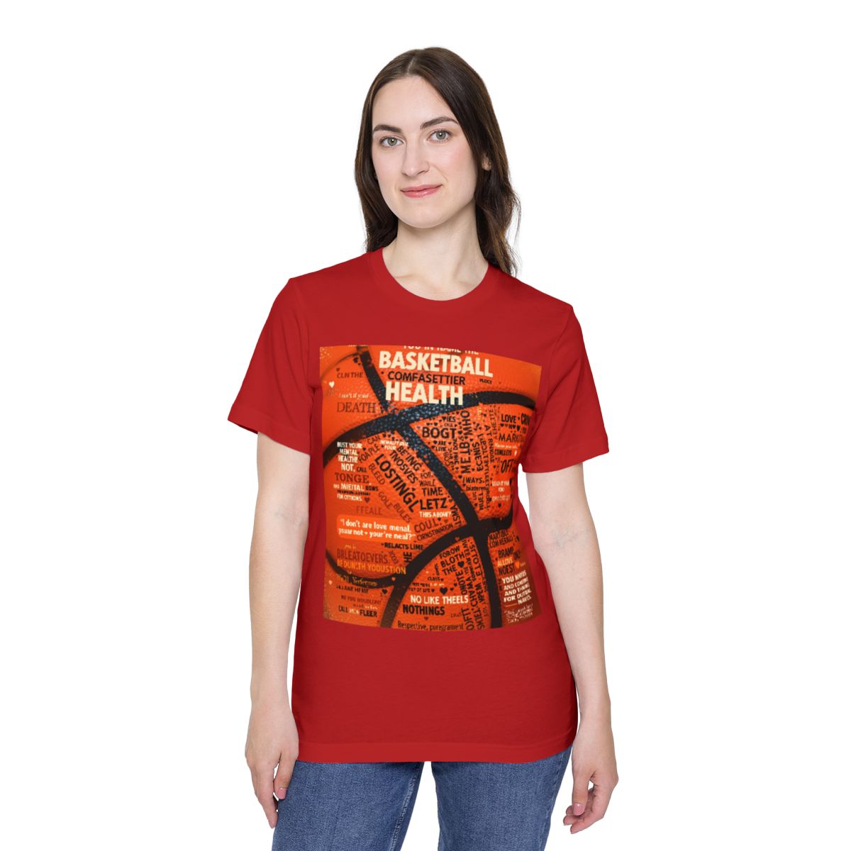 Color: Red | Size: XS | Product: Mental Health Empowerment Basketball T-Shirt | Category: Unisex