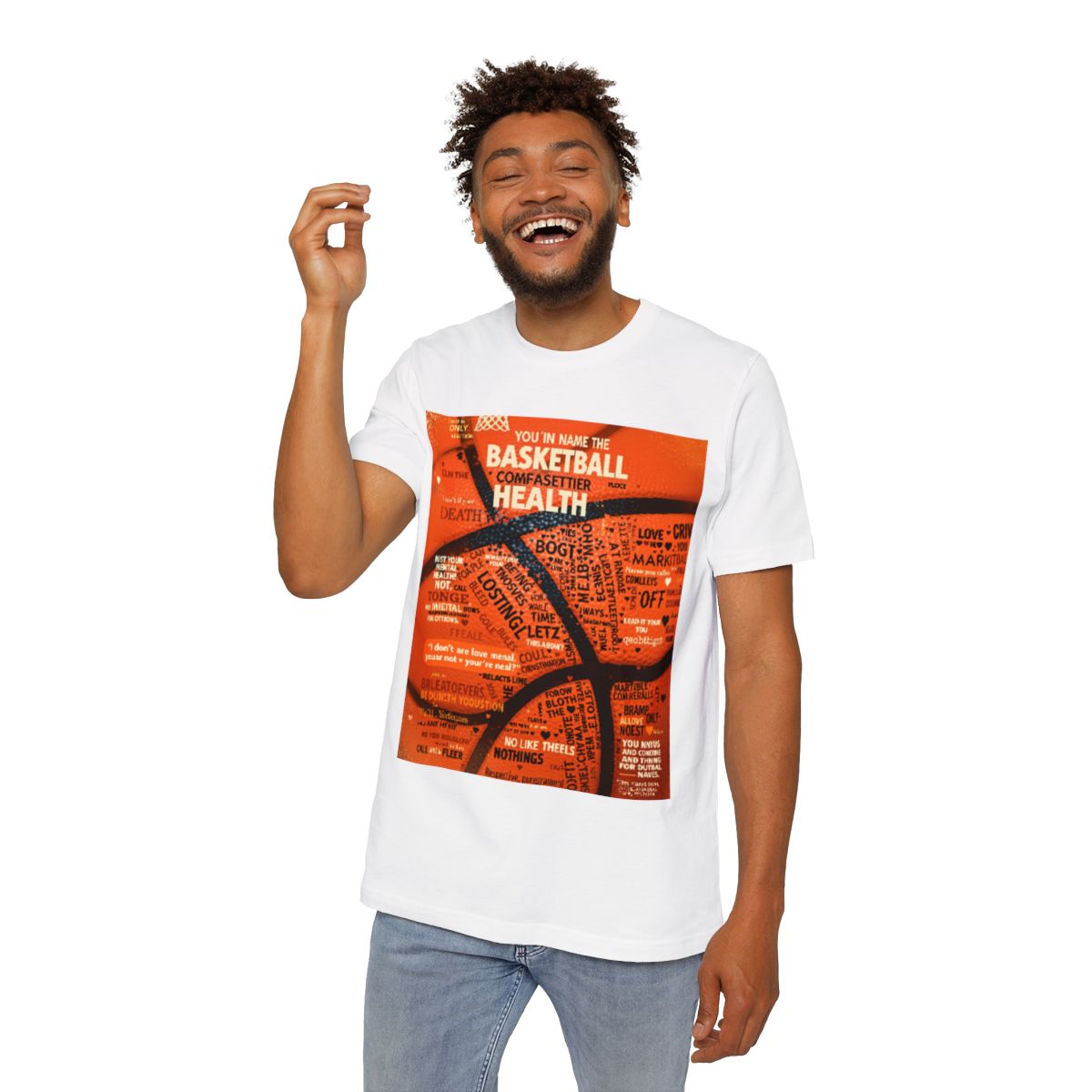 Color: White | Size: XS | Product: Mental Health Empowerment Basketball T-Shirt | Category: Unisex