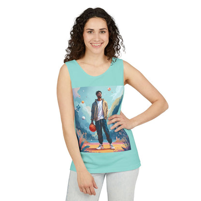 Color: Chalky Mint | Size: XS | Product: Mindful Basketball Player Artistic Tanktop | Category: Unisex