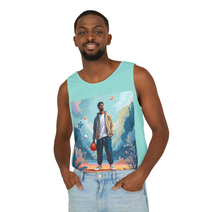 Color: Chalky Mint | Size: XS | Product: Mindful Basketball Player Artistic Tanktop | Category: Unisex