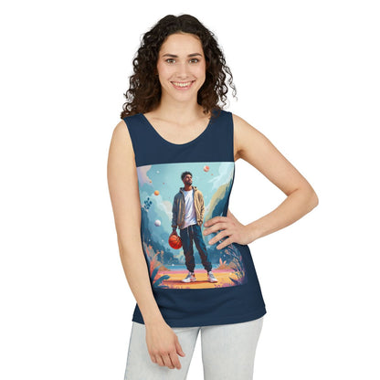 Color: True Navy | Size: S | Product: Mindful Basketball Player Artistic Tanktop | Category: Unisex