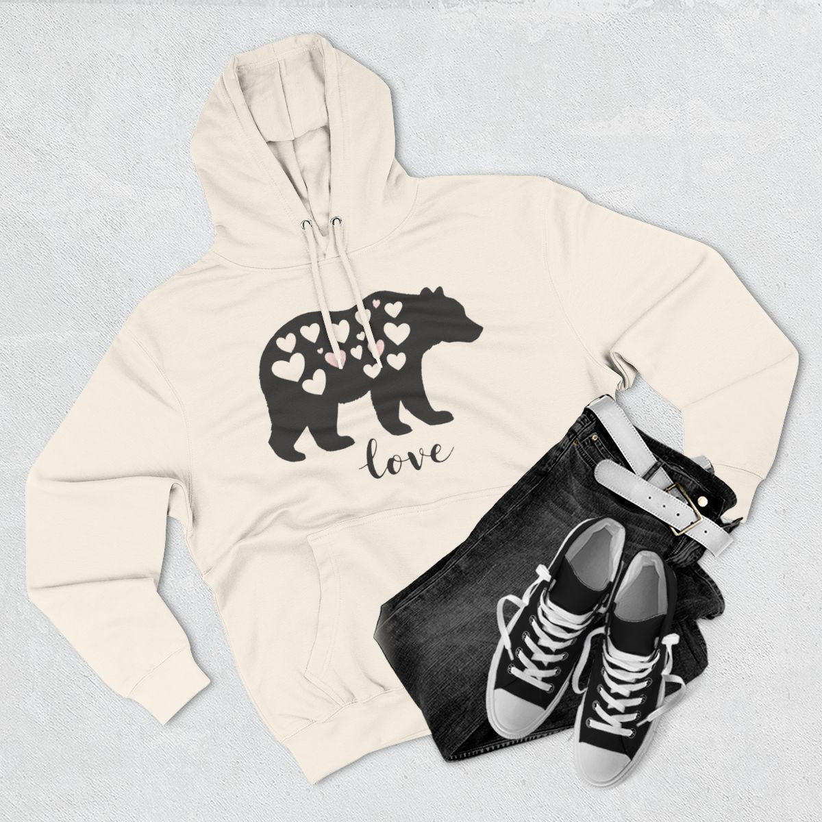 Color: Sandshell | Minimalist Bear Silhouette Hoodie