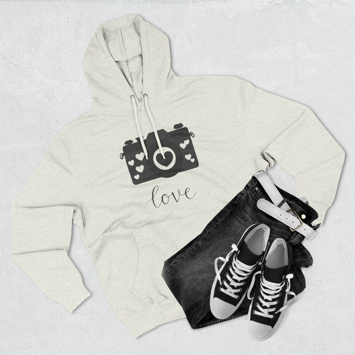 Color: Oatmeal Heather | Minimalist Camera Design Hoodie