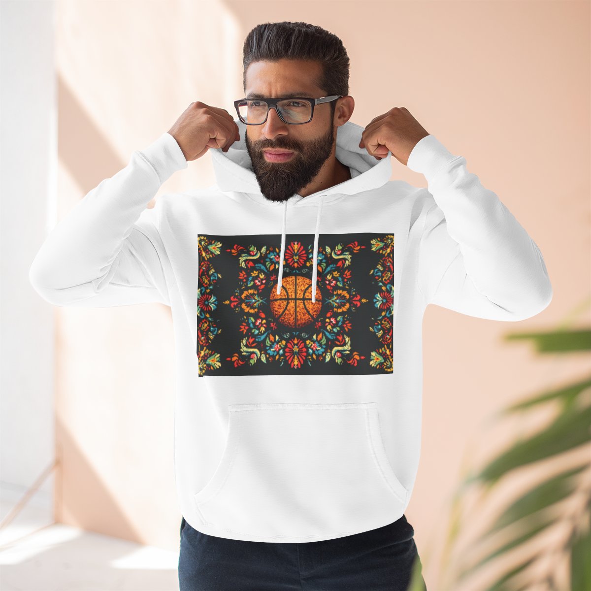Color: White | Size: S | Product: Panamanian Art Basketball Stylish Hoodie | Category: Unisex