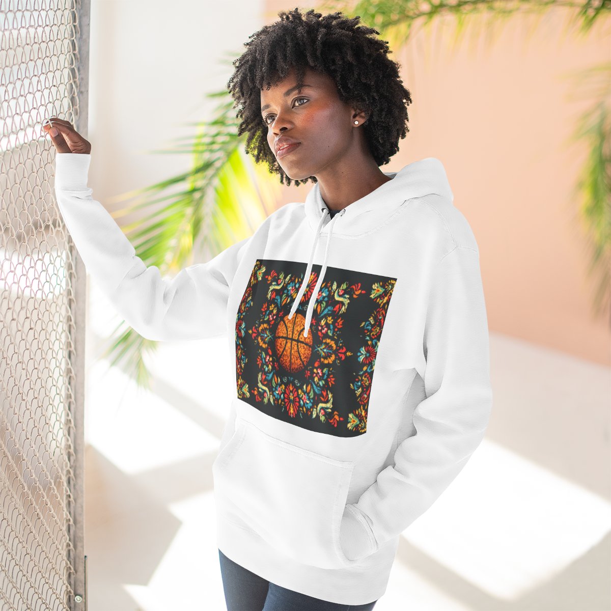 Color: White | Size: S | Product: Panamanian Art Basketball Stylish Hoodie | Category: Unisex