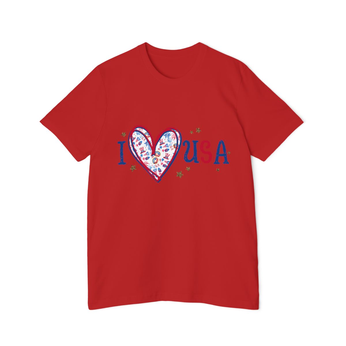 Color: Red | Size: XS | Product: Patriotic Apple Photorealistic T-Shirt | Category: Unisex