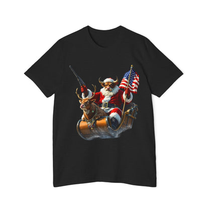Color: Solid Black Blend | Size: XS | Product: Patriotic Santa Bull Vector T-Shirt | Category: Unisex