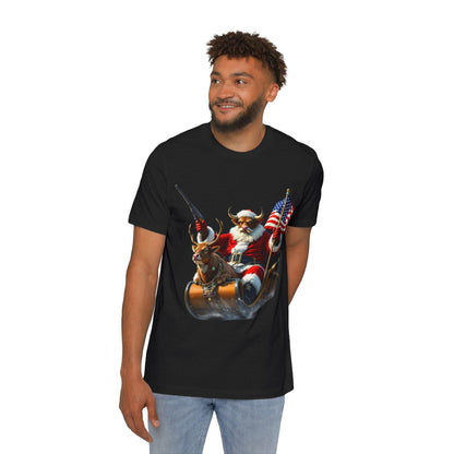 Color: Solid Black Blend | Size: XS | Product: Patriotic Santa Bull Vector T-Shirt | Category: Unisex