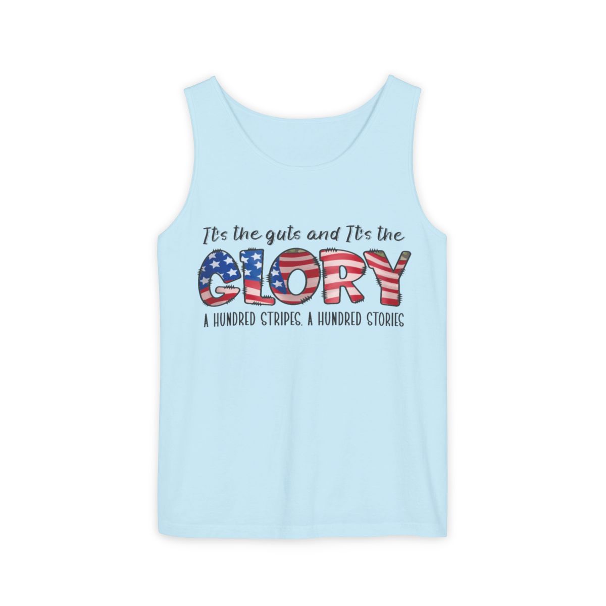 Color: Chambray | Size: XS | Product: Photorealistic Patriotic Wave Tanktop | Category: Unisex