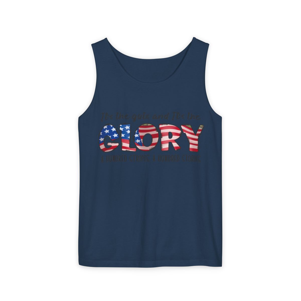 Color: True Navy | Size: S | Product: Photorealistic Patriotic Wave Tanktop | Category: Unisex