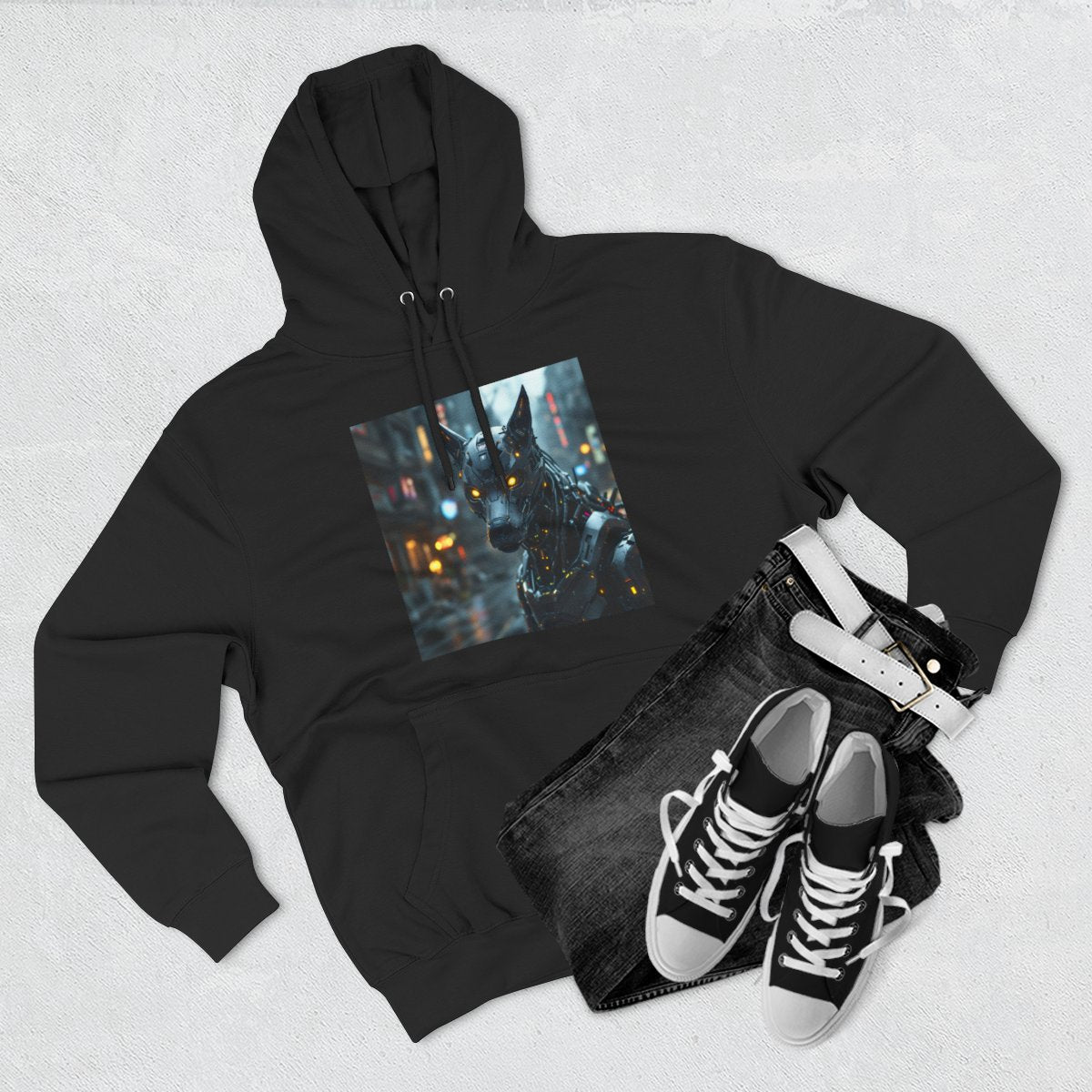 Color: Black | Size: S | Product: Playful Dog Artistic Hoodie | Category: Unisex