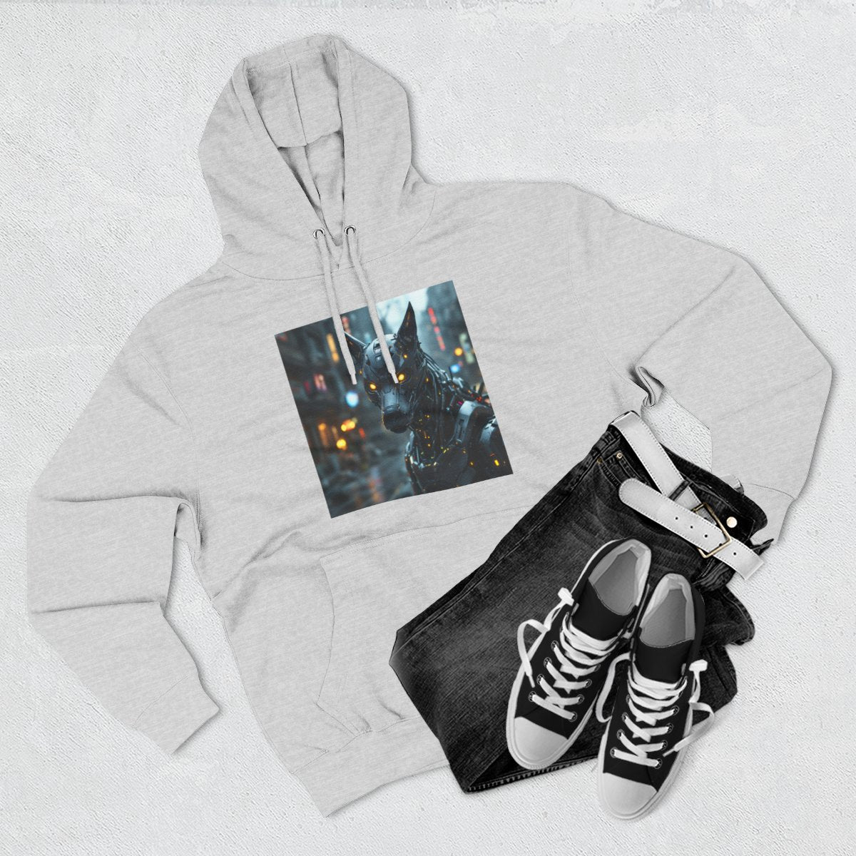 Color: Heather Grey | Size: S | Product: Playful Dog Artistic Hoodie | Category: Unisex