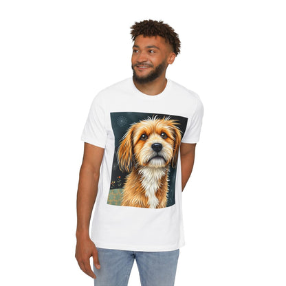 Color: White | Playful Dog Artistic T-Shirt