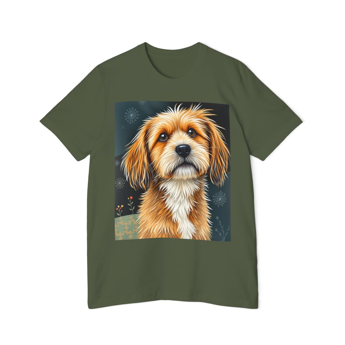 Color: Military Green | Playful Dog Artistic T-Shirt