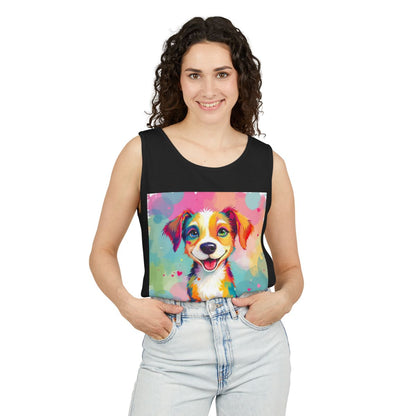 Color: Black | Size: XS | Product: Playful Dog Illustration Tanktop | Category: Unisex