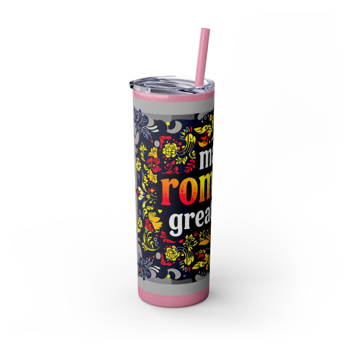 Color: Glitter Magic Pink | Size: 20oz | Product: Romanian Pride Statement Tumbler | Category: Unisex