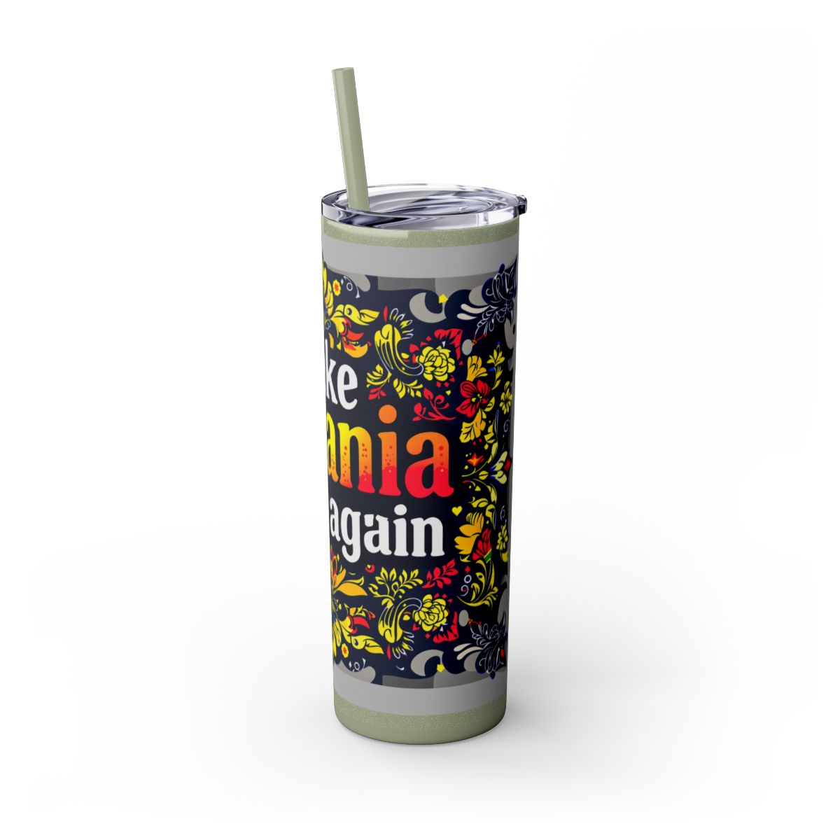 Color: Glitter Seascape | Size: 20oz | Product: Romanian Pride Statement Tumbler | Category: Unisex