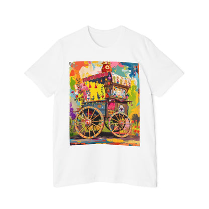 Color: White | Size: XS | Product: Rustic Decorative Cart Theme T-Shirt | Category: Unisex