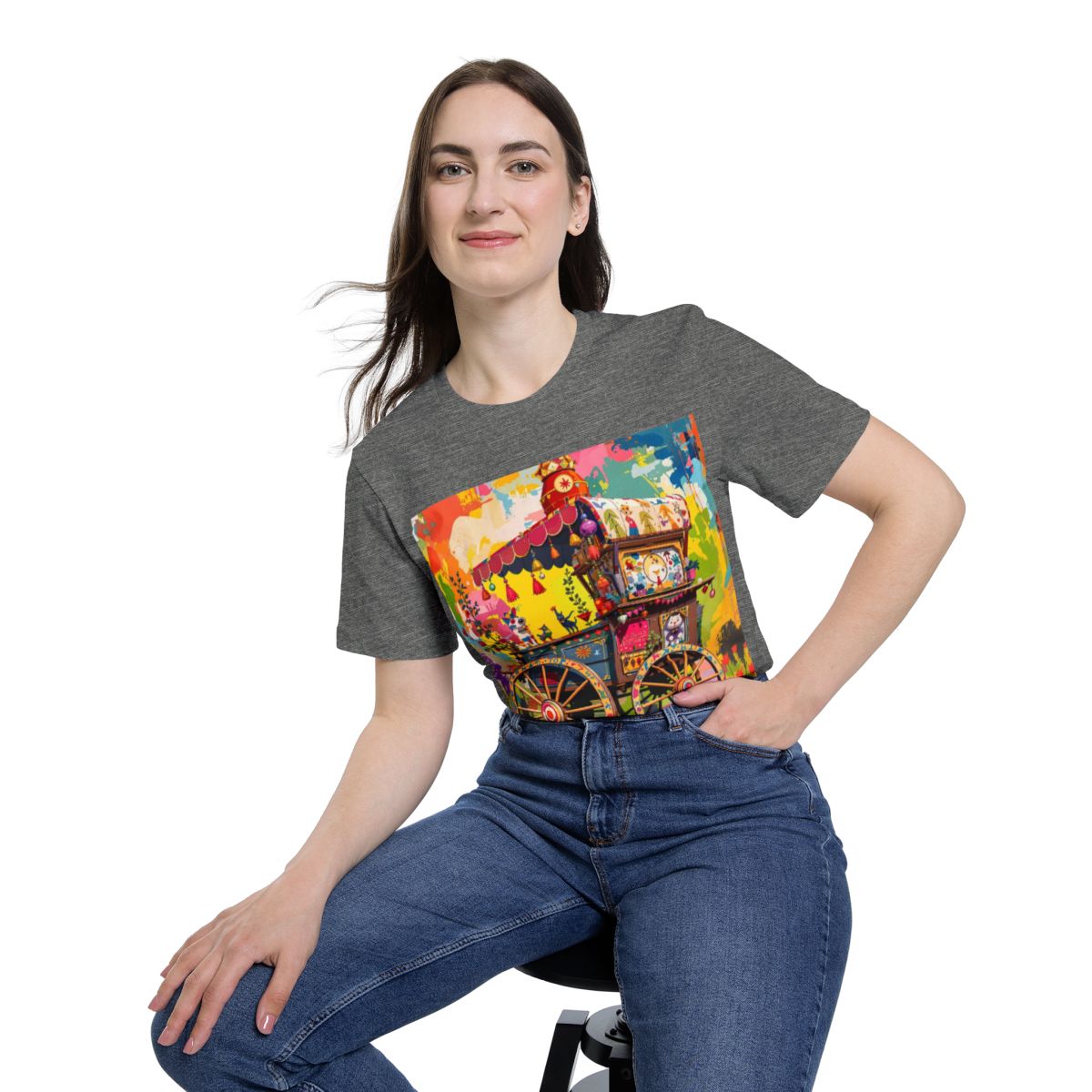 Color: Deep Heather | Size: XS | Product: Rustic Decorative Cart Theme T-Shirt | Category: Unisex