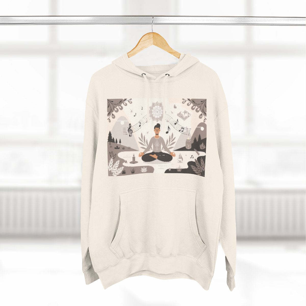 Color: Sandshell | Size: S | Product: Spiritual Harmony and Music Hoodie | Category: Unisex
