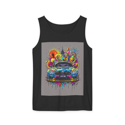 Color: Black | Size: XS | Product: Stylized Car Design Tanktop | Category: Unisex