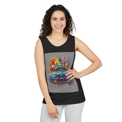 Color: Black | Size: XS | Product: Stylized Car Design Tanktop | Category: Unisex