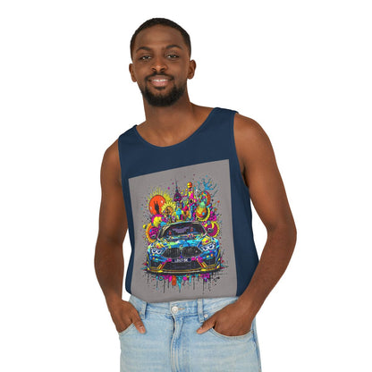 Color: True Navy | Size: S | Product: Stylized Car Design Tanktop | Category: Unisex