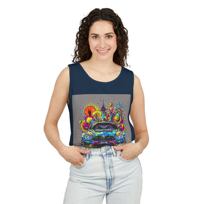 Color: True Navy | Size: S | Product: Stylized Car Design Tanktop | Category: Unisex