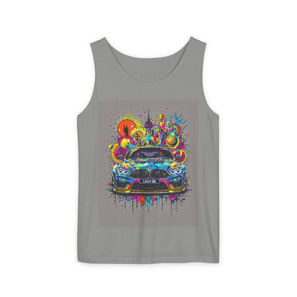 Color: Granite | Size: S | Product: Stylized Car Design Tanktop | Category: Unisex