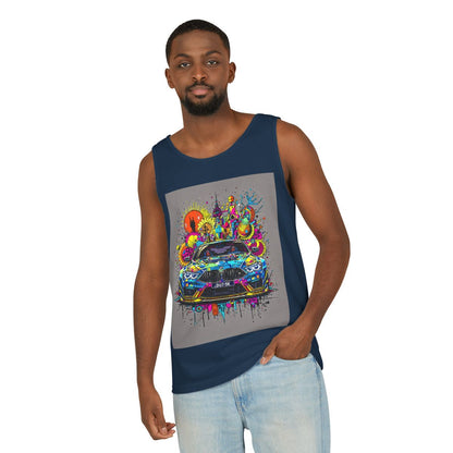 Color: True Navy | Size: S | Product: Stylized Car Design Tanktop | Category: Unisex