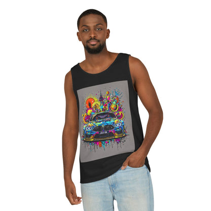 Color: Black | Size: XS | Product: Stylized Car Design Tanktop | Category: Unisex
