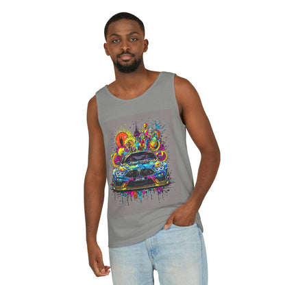 Color: Granite | Size: S | Product: Stylized Car Design Tanktop | Category: Unisex