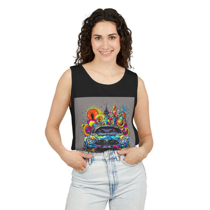 Color: Black | Size: XS | Product: Stylized Car Design Tanktop | Category: Unisex