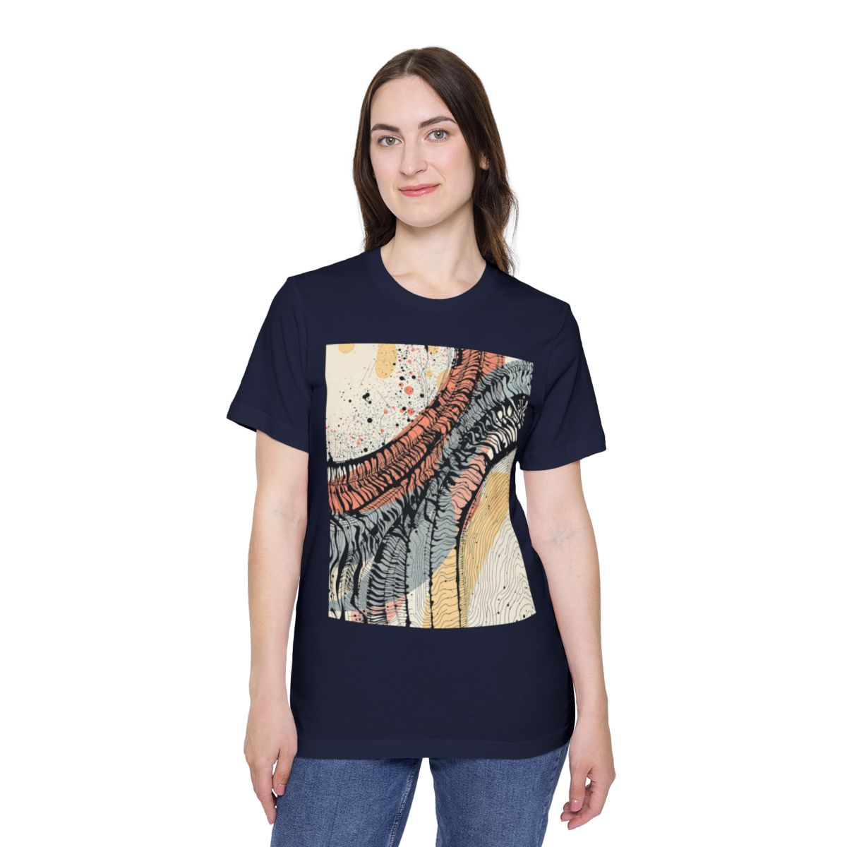 Color: Navy | Size: XS | Product: Tire Tracks Abstract Art T-Shirt | Category: Unisex