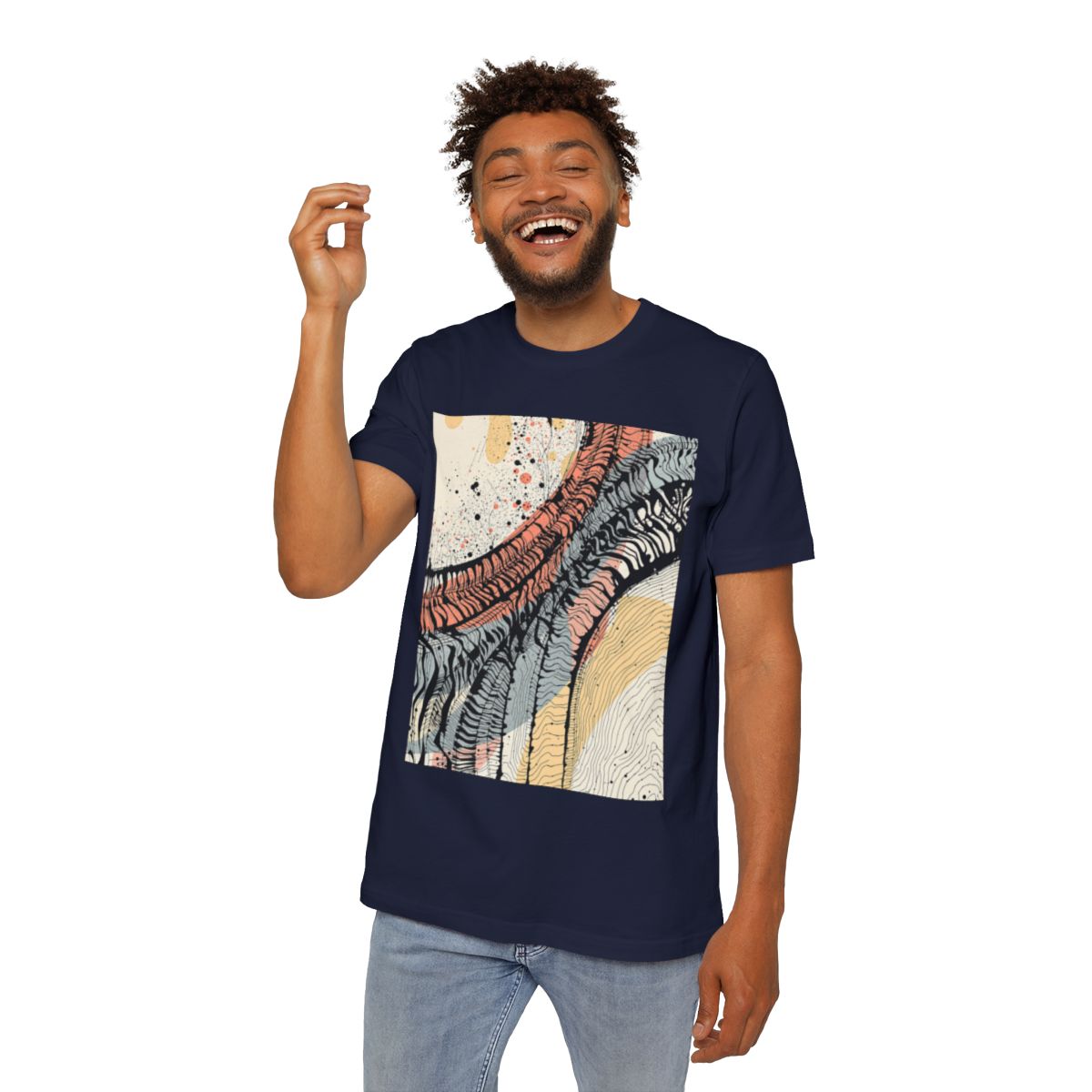 Color: Navy | Size: XS | Product: Tire Tracks Abstract Art T-Shirt | Category: Unisex