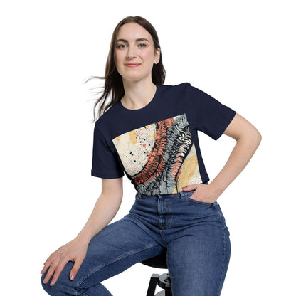 Color: Navy | Size: XS | Product: Tire Tracks Abstract Art T-Shirt | Category: Unisex