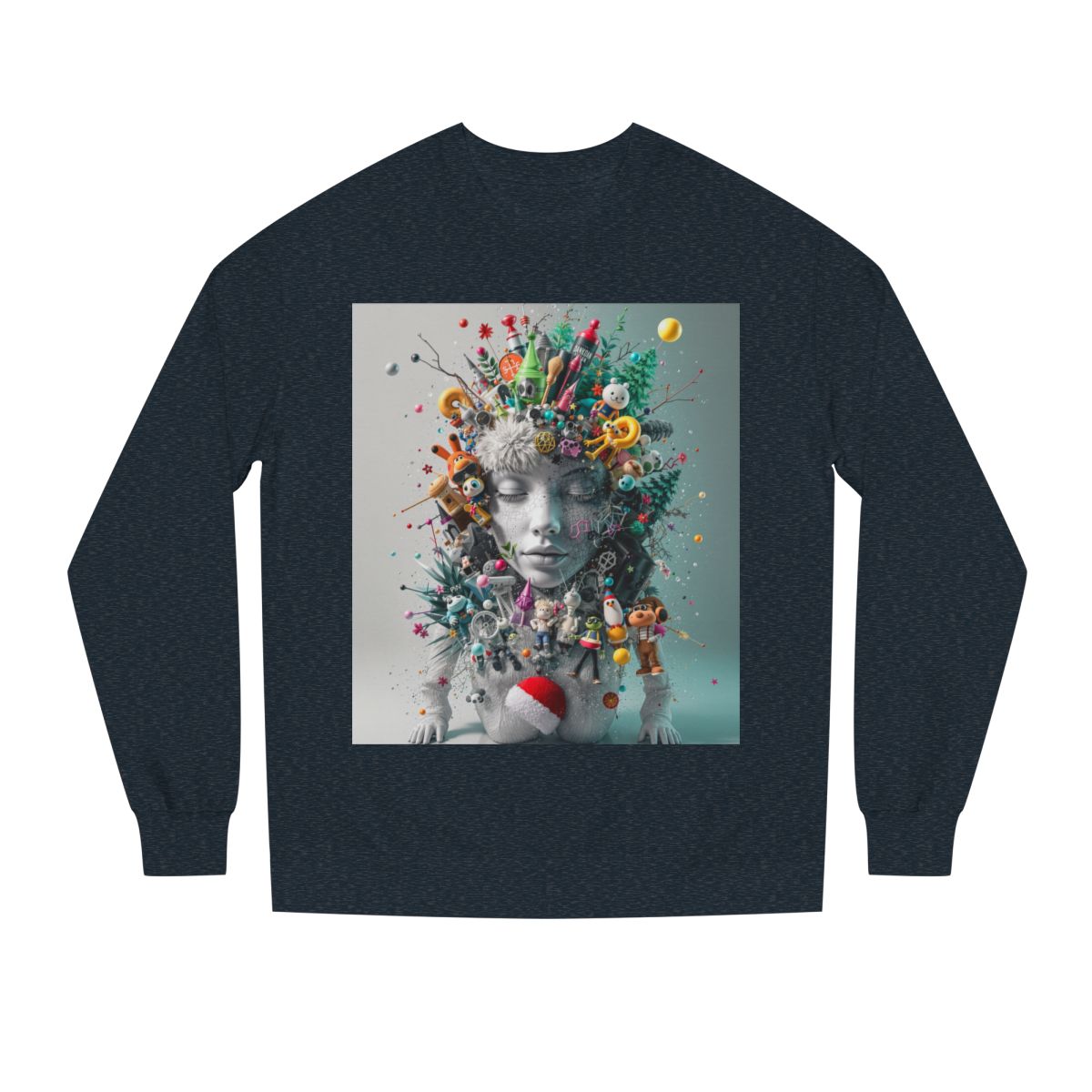 Color: Classic Navy Heather | Size: XS | Product: Trending Photorealistic Style Crewneck | Category: Unisex