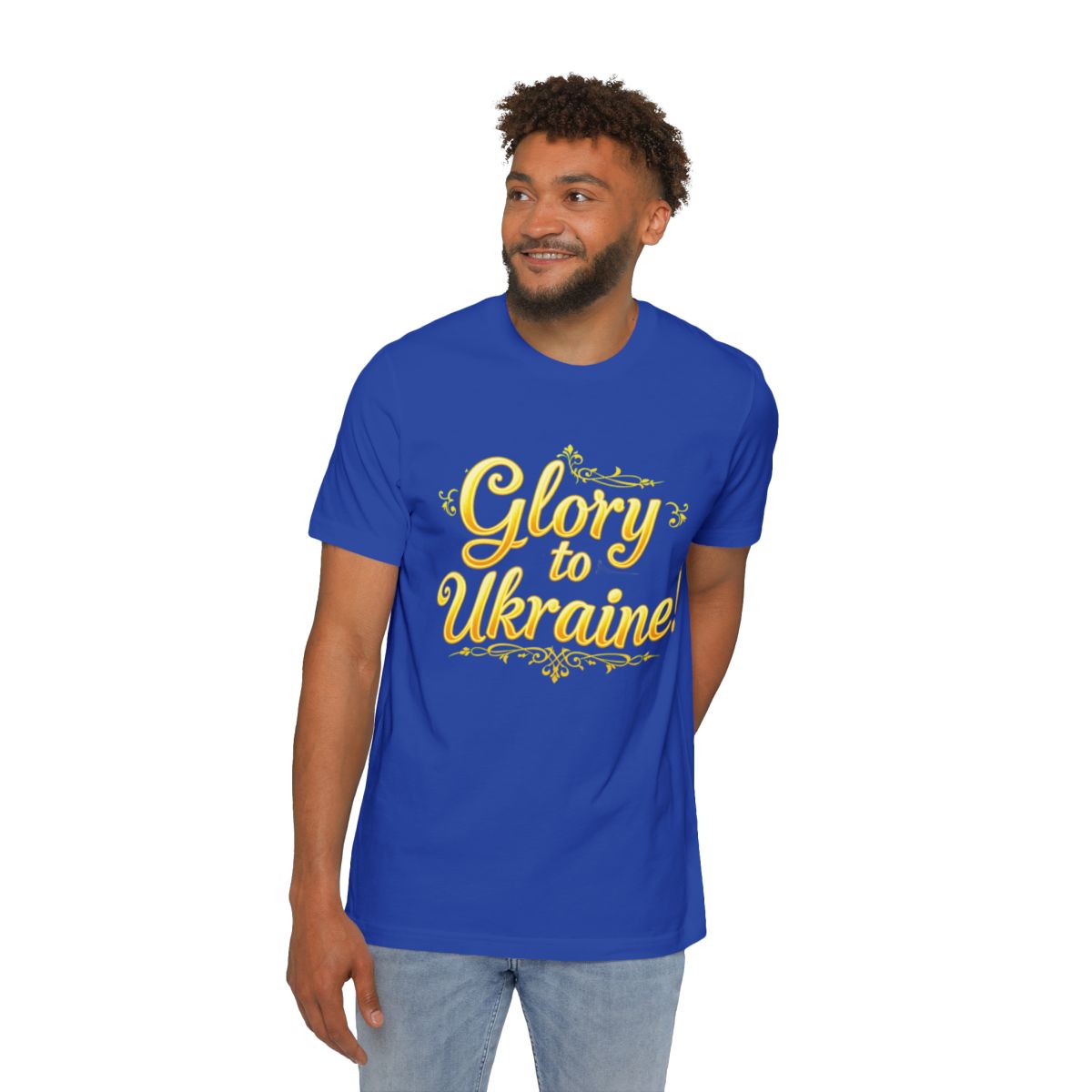 Color: True Royal | Size: XS | Product: Ukrainian Flag Patriotic T-Shirt | Category: Unisex