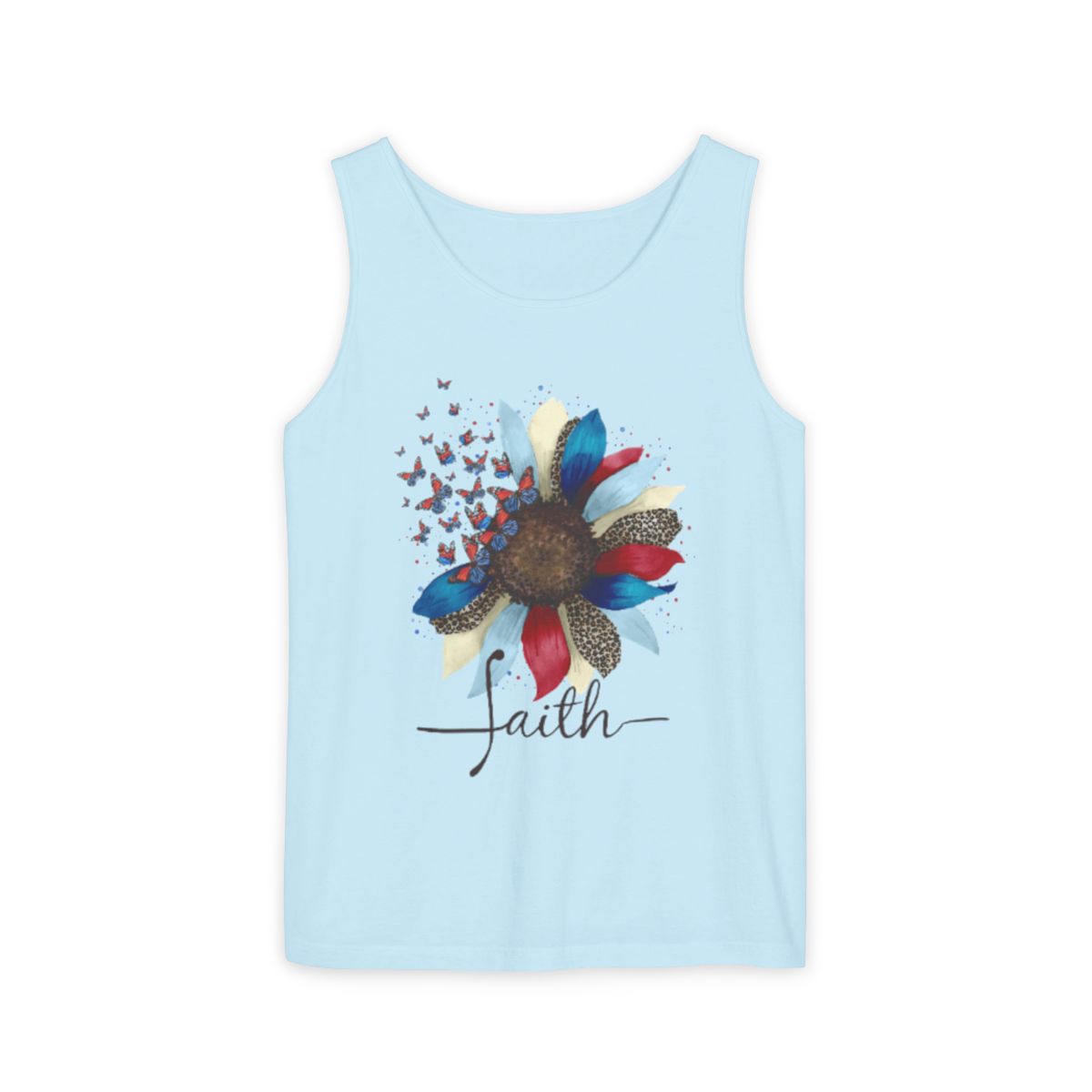 Color: Chambray | Size: XS | Product: Watercolor July 4 Celebration Tanktop | Category: Unisex